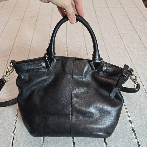 KATE SPADE Hamilton Heights Canteen Black Leather Satchel Cross Body Bag - Picture 9 of 16